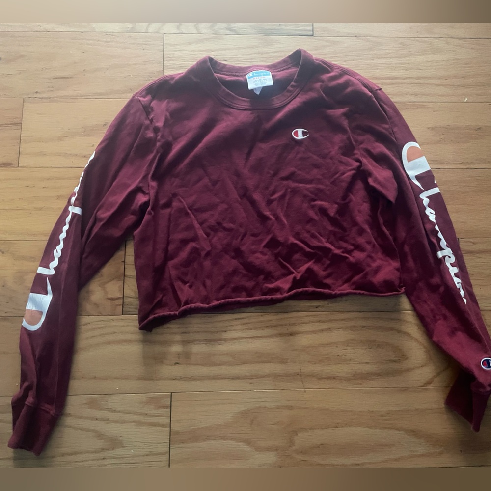 Champion Maroon Long Sleeve Crop Top